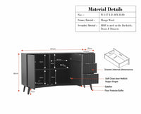 Bengaluru Solid Wood Two Door and Three Drawer Sideboard Cabinet - Sideboard - Furniselan Slate-Grey