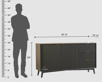 Bengaluru Solid Wood Two Door and Three Drawer Sideboard Cabinet - Sideboard - Furniselan Slate-Grey