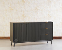 Bengaluru Solid Wood Two Door and Three Drawer Sideboard Cabinet - Sideboard - Furniselan Slate-Grey