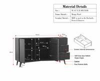 Bengaluru Solid Wood Two Door and Three Drawer Sideboard Cabinet Furniselan Cool Grey