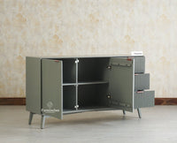 Bengaluru Solid Wood Two Door and Three Drawer Sideboard Cabinet Furniselan Cool Grey