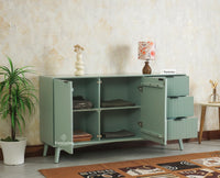 Bengaluru Solid Wood Two Door and Three Drawer Sideboard Cabinet - Sideboard - Furniselan Silt Green