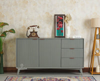 Bengaluru Solid Wood Two Door and Three Drawer Sideboard Cabinet Furniselan Cool Grey