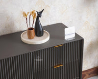 Bengaluru Solid Wood Two Door and Three Drawer Sideboard Cabinet - Sideboard - Furniselan Slate-Grey
