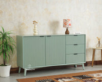 Bengaluru Solid Wood Two Door and Three Drawer Sideboard Cabinet - Sideboard - Furniselan Silt Green