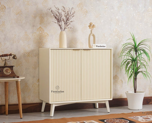 Bengaluru Solid Wood Two Door Cabinet Sideboard - Sideboard - Furniselan Frosty White
