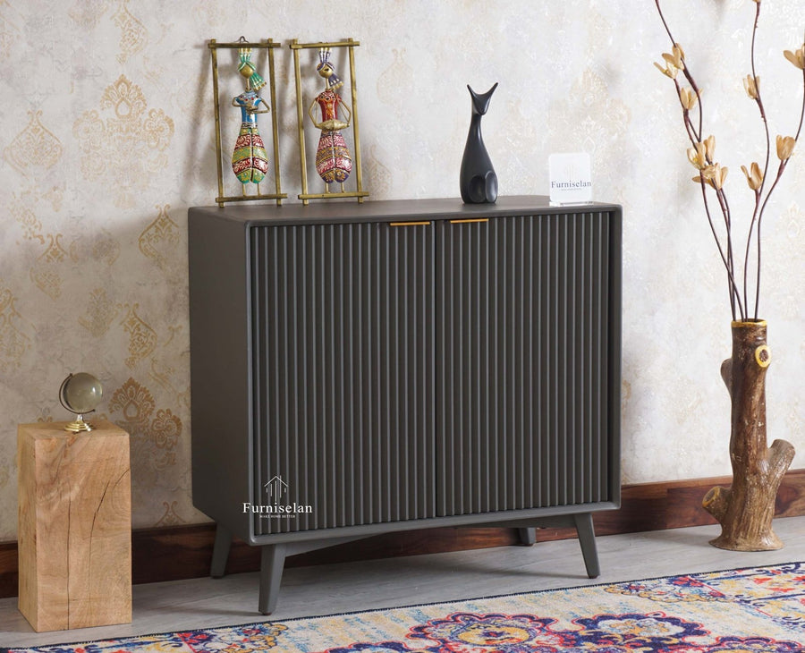 Bengaluru Solid Wood Two Door Cabinet Sideboard - Sideboard - Furniselan-Slate-Grey