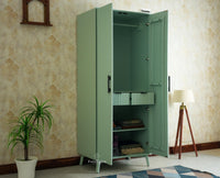 Bengaluru Solid Wood Two Door Wardrobe Furniselan silt green