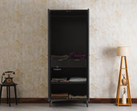 Bengaluru Solid Wood Two Door Wardrobe - Wardrobes & Cabinets - Furniselan Slate-Grey