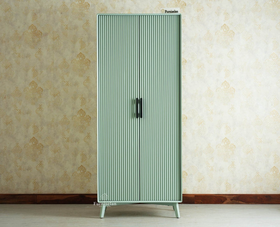 Bengaluru Solid Wood Two Door Wardrobe Furniselan silt green