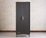 Bengaluru Solid Wood Two Door Wardrobe - Wardrobes & Cabinets - Furniselan - Slate Grey

