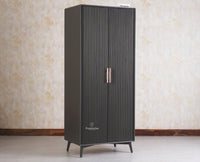 Bengaluru Solid Wood Two Door Wardrobe - Wardrobes & Cabinets - Furniselan - Slate Grey
