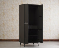 Bengaluru Solid Wood Two Door Wardrobe - Wardrobes & Cabinets - Furniselan Slate-Grey
