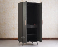 Bengaluru Solid Wood Two Door Wardrobe - Wardrobes & Cabinets - Furniselan - Slate Grey
