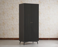 Bengaluru Solid Wood Two Door Wardrobe - Wardrobes & Cabinets - Furniselan Slate-Grey