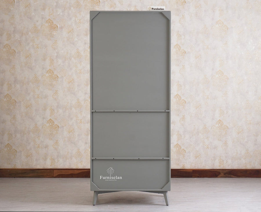 Bengaluru Solid Wood Two Door Wardrobe - Wardrobes & Cabinets - Furniselan - Cool Grey
