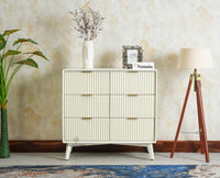 Bengaluru Solid Wood Wide Six Drawer Chest of Drawers Furniselan Frosty White
