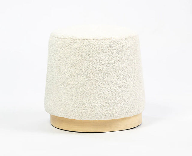 Bennie Joy PlyWood Pouf- Cotton  – Solid Wood Modern Dining Chair for Home & Restaurant White