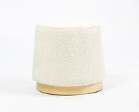 Bennie Joy PlyWood Pouf- Cotton  – Solid Wood Modern Dining Chair for Home & Restaurant White