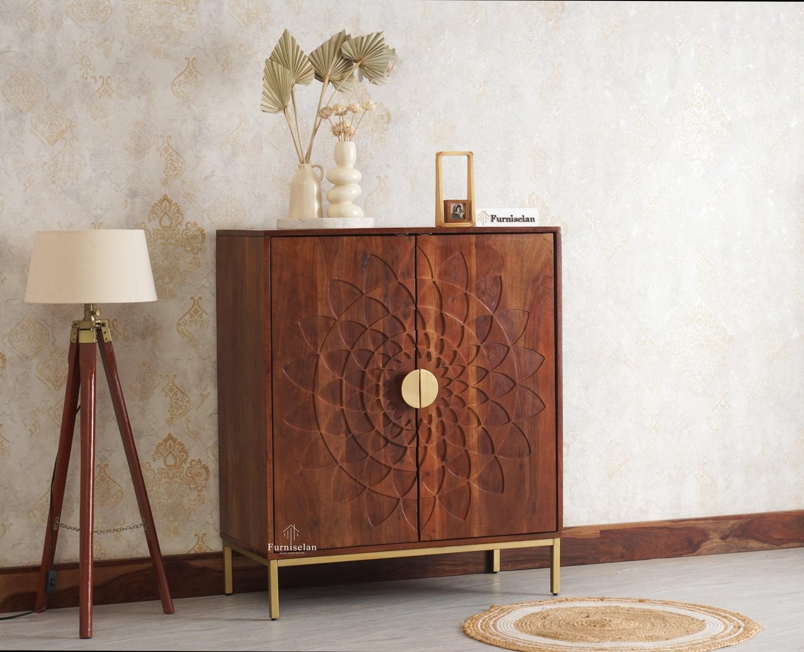 Berlin Wooden Two Door Cabinet Furniselan - Brown-Finish
