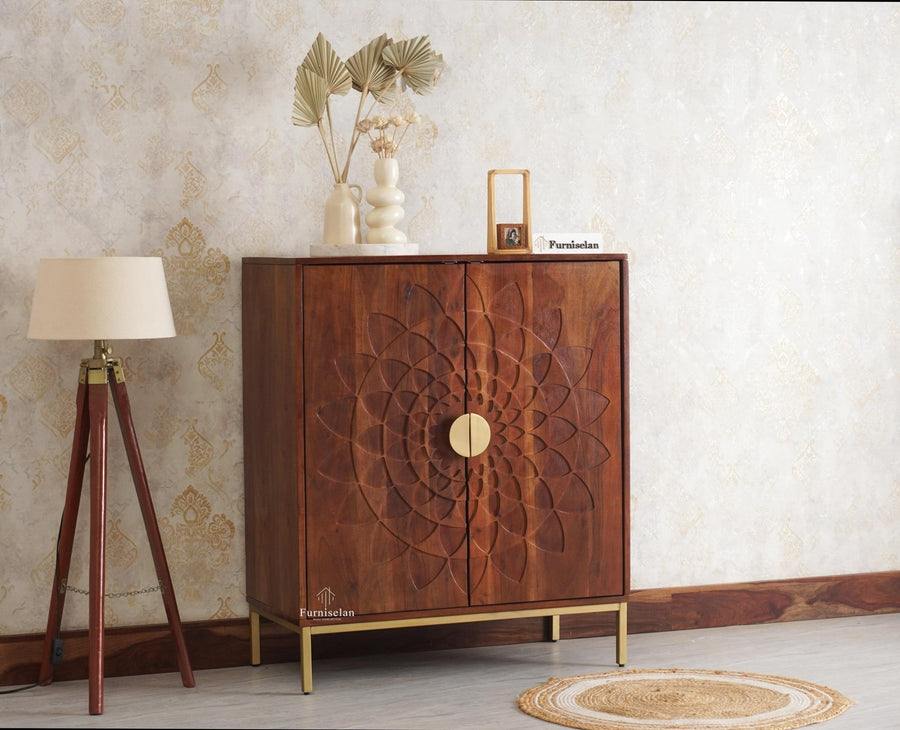 Berlin Wooden Two Door Cabinet Furniselan - Brown Finish