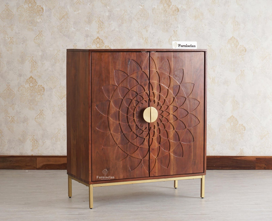 Berlin Wooden Two Door Cabinet Furniselan - Brown Finish