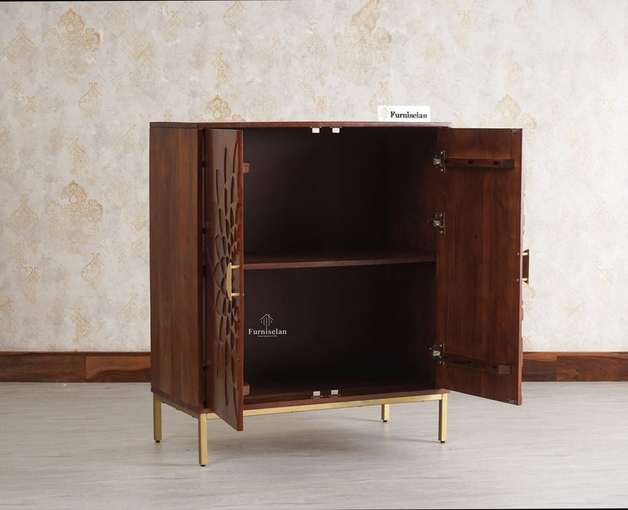 Berlin Wooden Two Door Cabinet Furniselan - Brown Finish