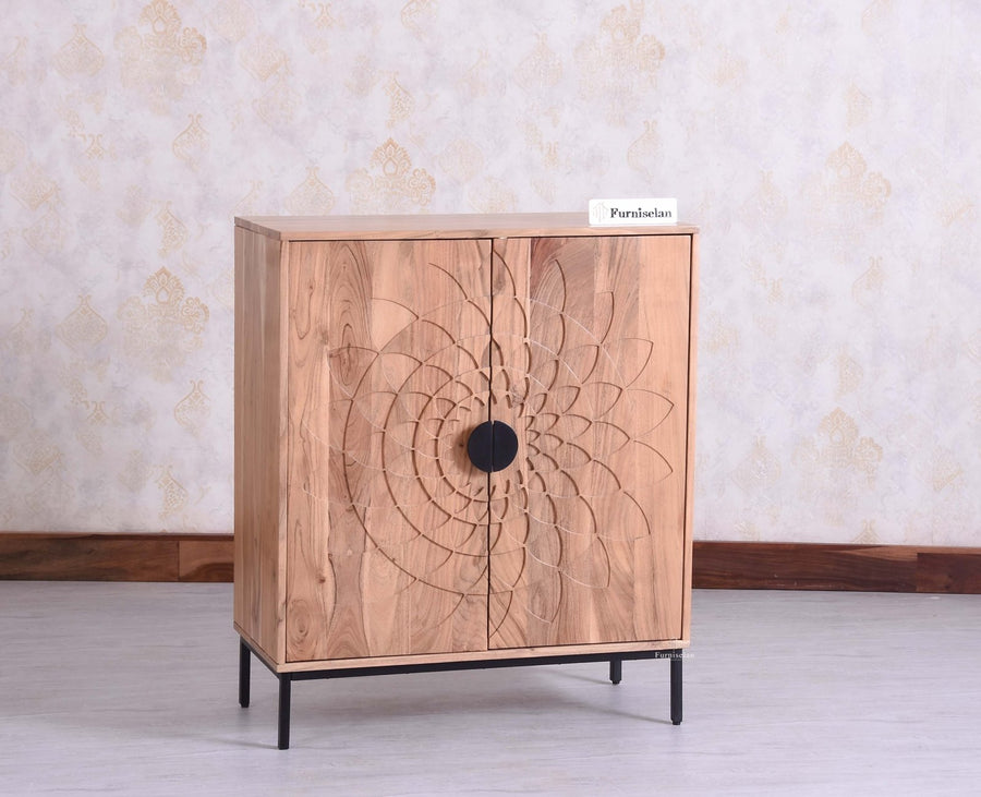 Berlin Wooden Two Door Cabinet - Sideboard - Furniselan Natural Finish