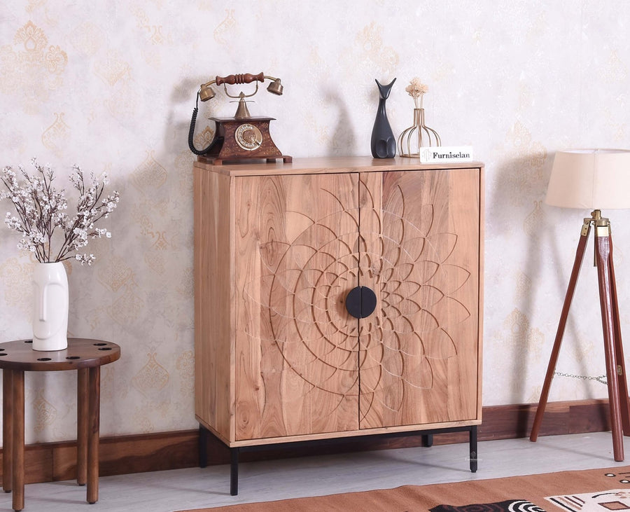 Berlin Wooden Two Door Cabinet - Sideboard - Furniselan Natural Finish