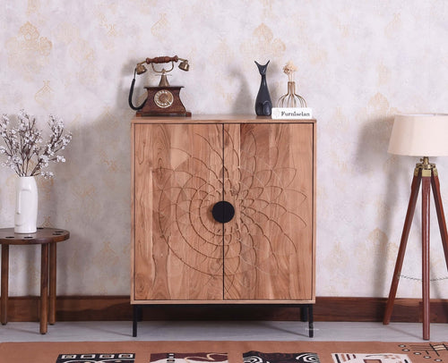 Berlin Wooden Two Door Cabinet - Sideboard - Furniselan Natural Finish