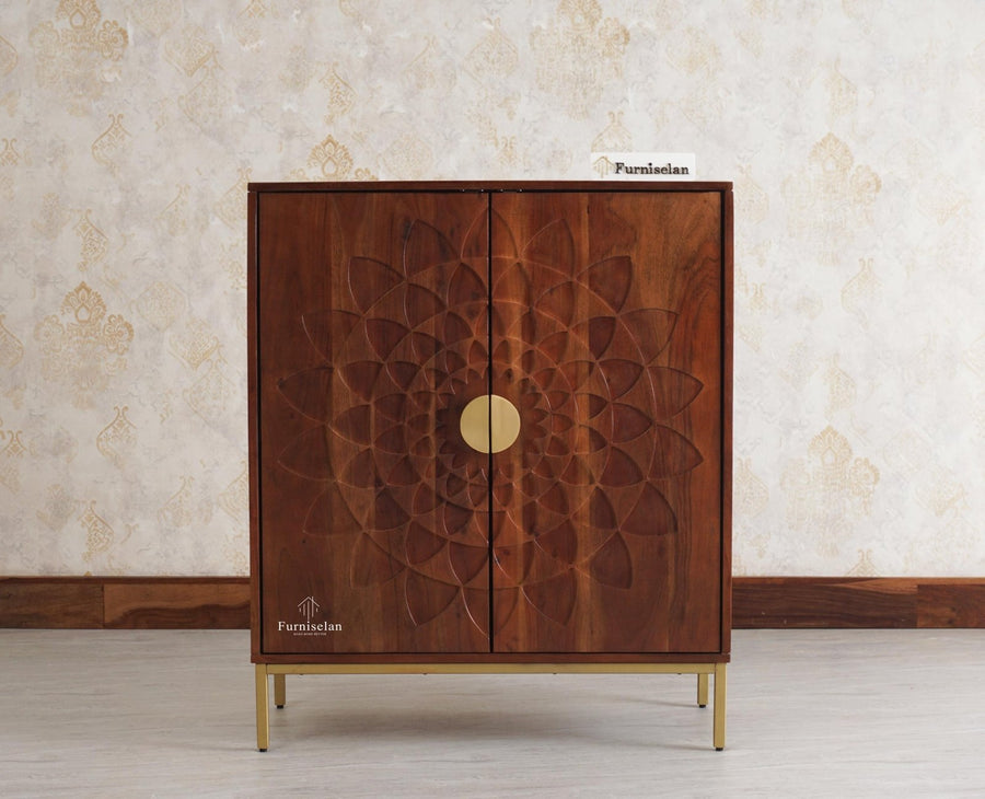 Berlin Wooden Two Door Cabinet Furniselan - Brown Finish