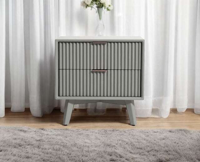 Bhopal Solid Wood Bedside Table Furniselan Cool-Grey