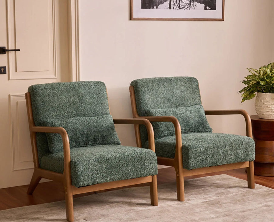 Blue Betty Arm Chair  – Modern Upholstered Dining Chair for Home & Café Green
