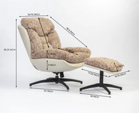 Bob Segar Cotton Chair with ottoman – Modern Upholstered  Chair for Home & Café Multi-Tone Taupe