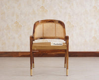 Boston Cardiff Solid Wood Rattan Arm Chair - Dining Chair - Furniselan Teak-Finish