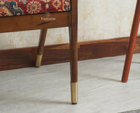 Boston Cardiff Solid Wood Rattan Arm Chair Furniselan 
Printed Fabric Teak Finish