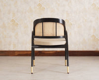 Boston Cardiff Solid Wood Rattan Arm Chair Furniselan Black-Finish