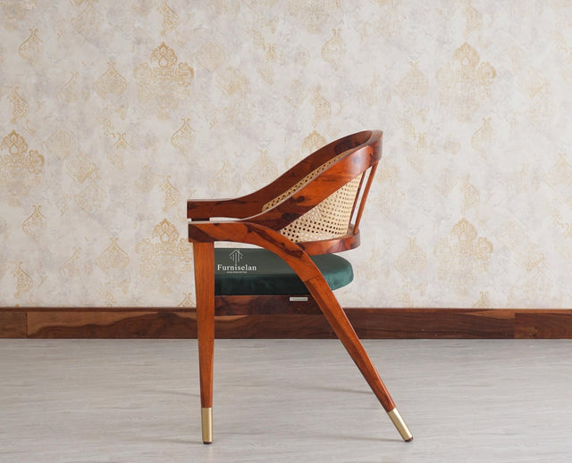 Boston Cardiff Solid Wood Rattan Arm Chair - Dining Chair - Furniselan Maple-Finish