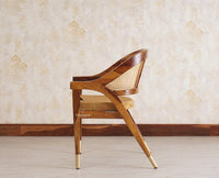 Boston Cardiff Solid Wood Rattan Arm Chair - Dining Chair - Furniselan Teak-Finish