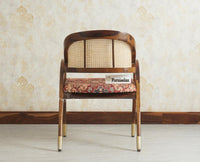 Boston Cardiff Solid Wood Rattan Arm Chair Furniselan 
Printed Fabric Teak Finish