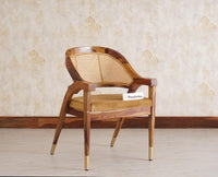 Boston Cardiff Solid Wood Rattan Arm Chair - Dining Chair - Furniselan Teak-Finish