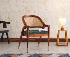 Boston Cardiff Solid Wood Rattan Arm Chair - Dining Chair - Furniselan Maple-Finish