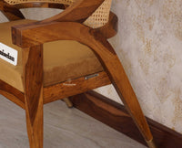 Boston Cardiff Solid Wood Rattan Arm Chair - Dining Chair - Furniselan Teak-Finish