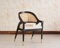 Boston Cardiff Solid Wood Rattan Arm Chair Furniselan Black-Finish