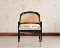 Boston Cardiff Solid Wood Rattan Arm Chair Furniselan Black-Finish