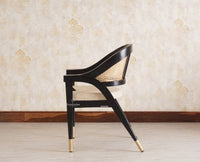 Boston Cardiff Solid Wood Rattan Arm Chair Furniselan Black-Finish