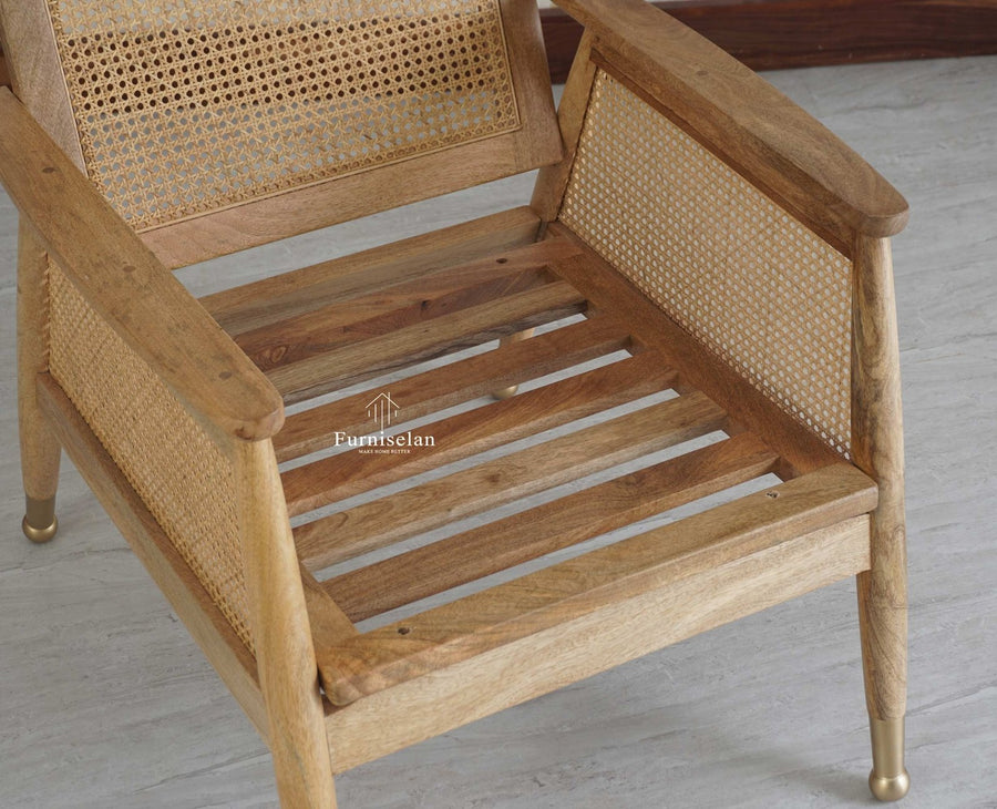 Boston Chester Wooden Rattan Arm Chair - Dining Chair - Furniselan - Natural Finish