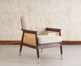 Boston Chester Wooden Rattan Arm Chair Furniselan - Grey-Finish