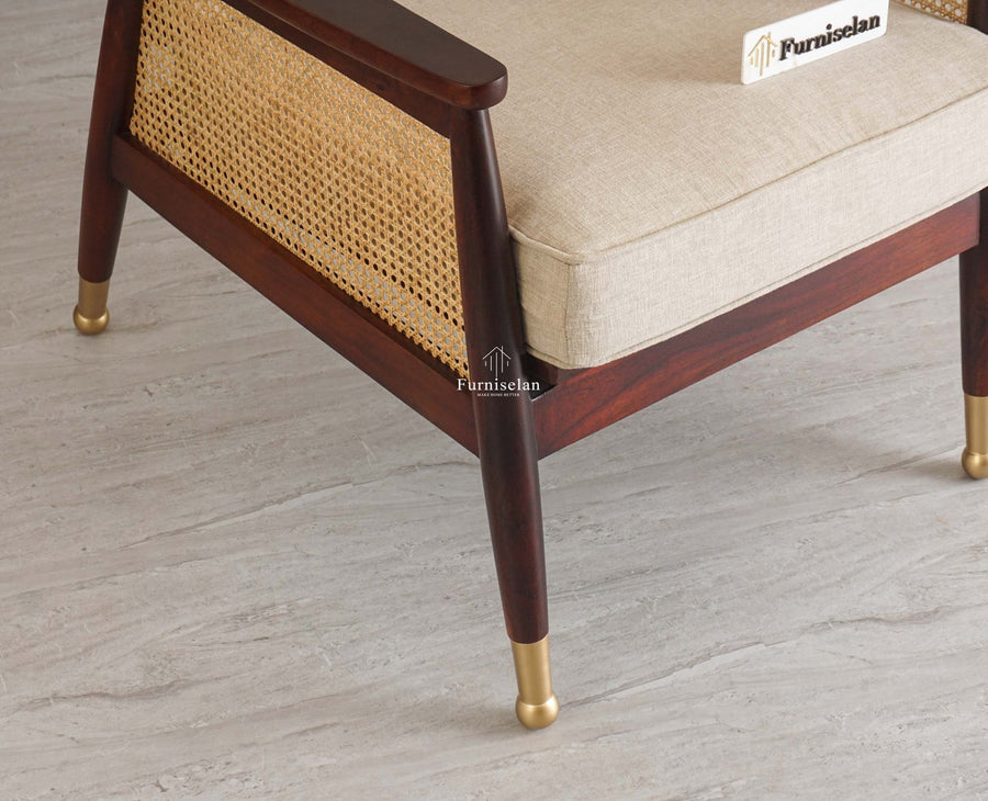 Boston Chester Wooden Rattan Arm Chair Furniselan - Grey-Finish