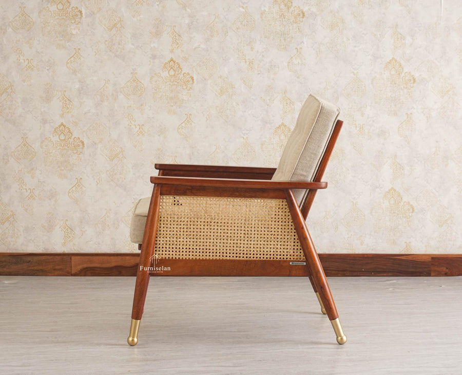 Boston Chester Wooden Rattan Arm Chair - Dining Chair - Furniselan - Brown Finish